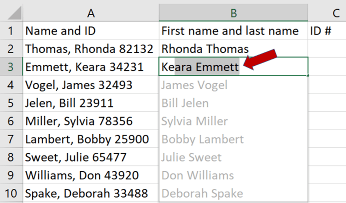 Excel 2021 Flash Fill